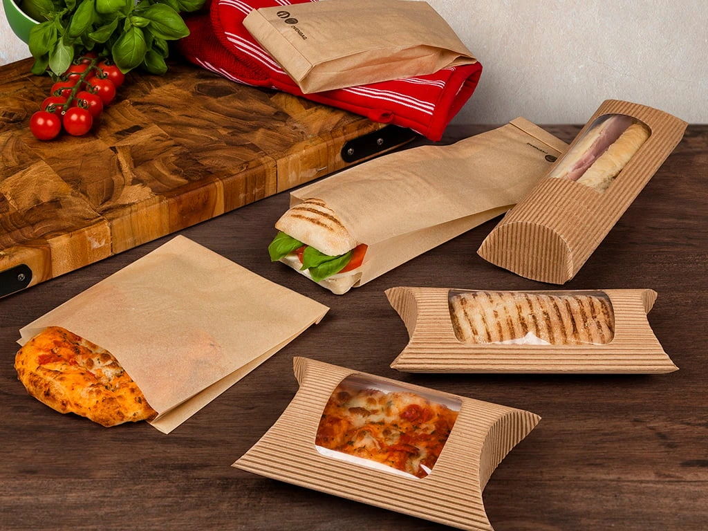 Paper packaging for sandwiches by Sabert and Colpac 